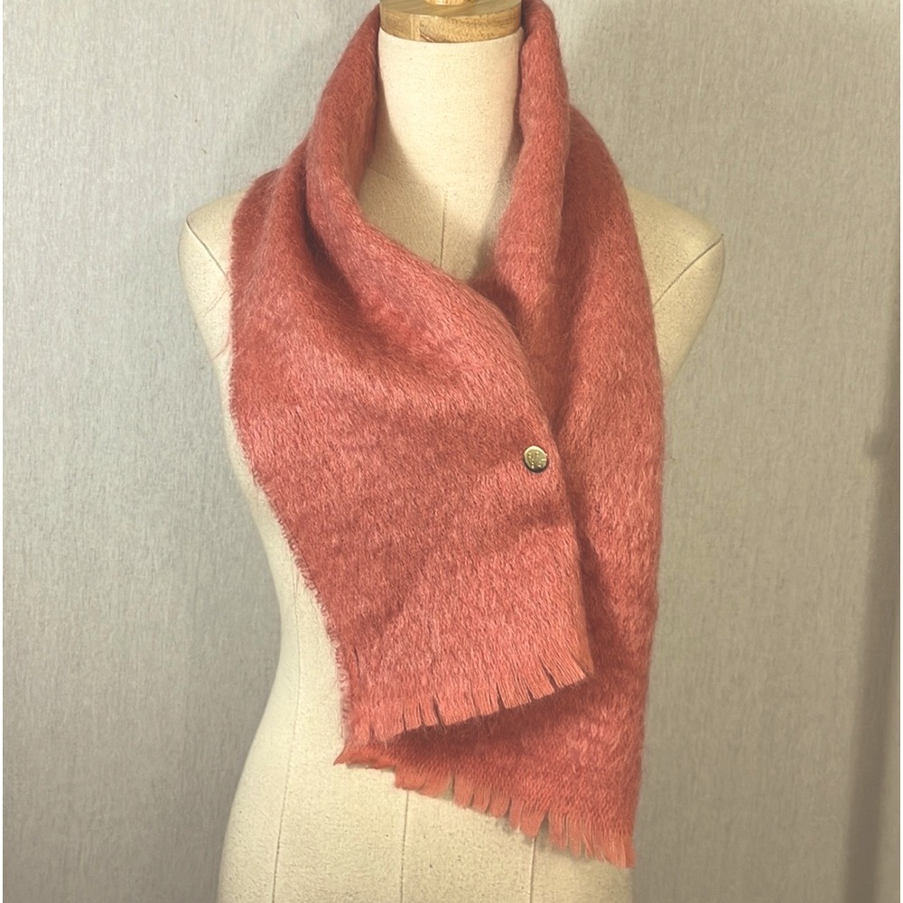 Scottish Lochcarron Mohair blend salmon color scarf Made in Scotland